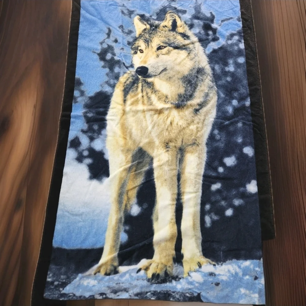 TerriSol Karsten Brazil Wolf Beach Towel 31x60 | Images on The Wild Side Vintage